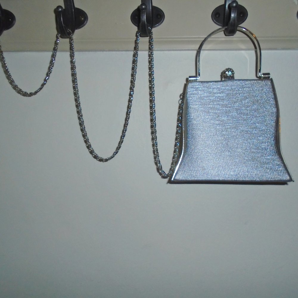 3/$20 silver crossbody evening purse